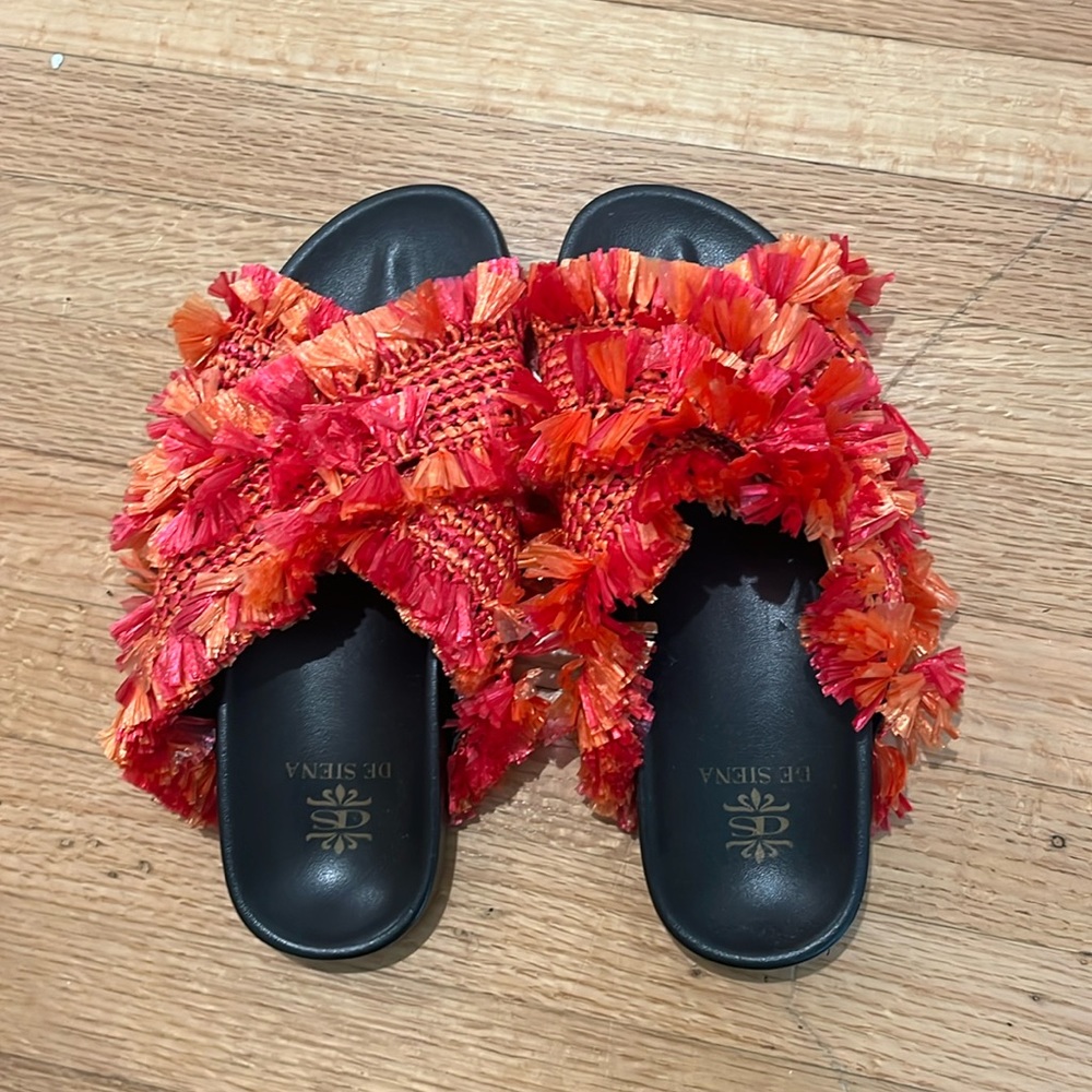 Anthropologie Raffia Slides